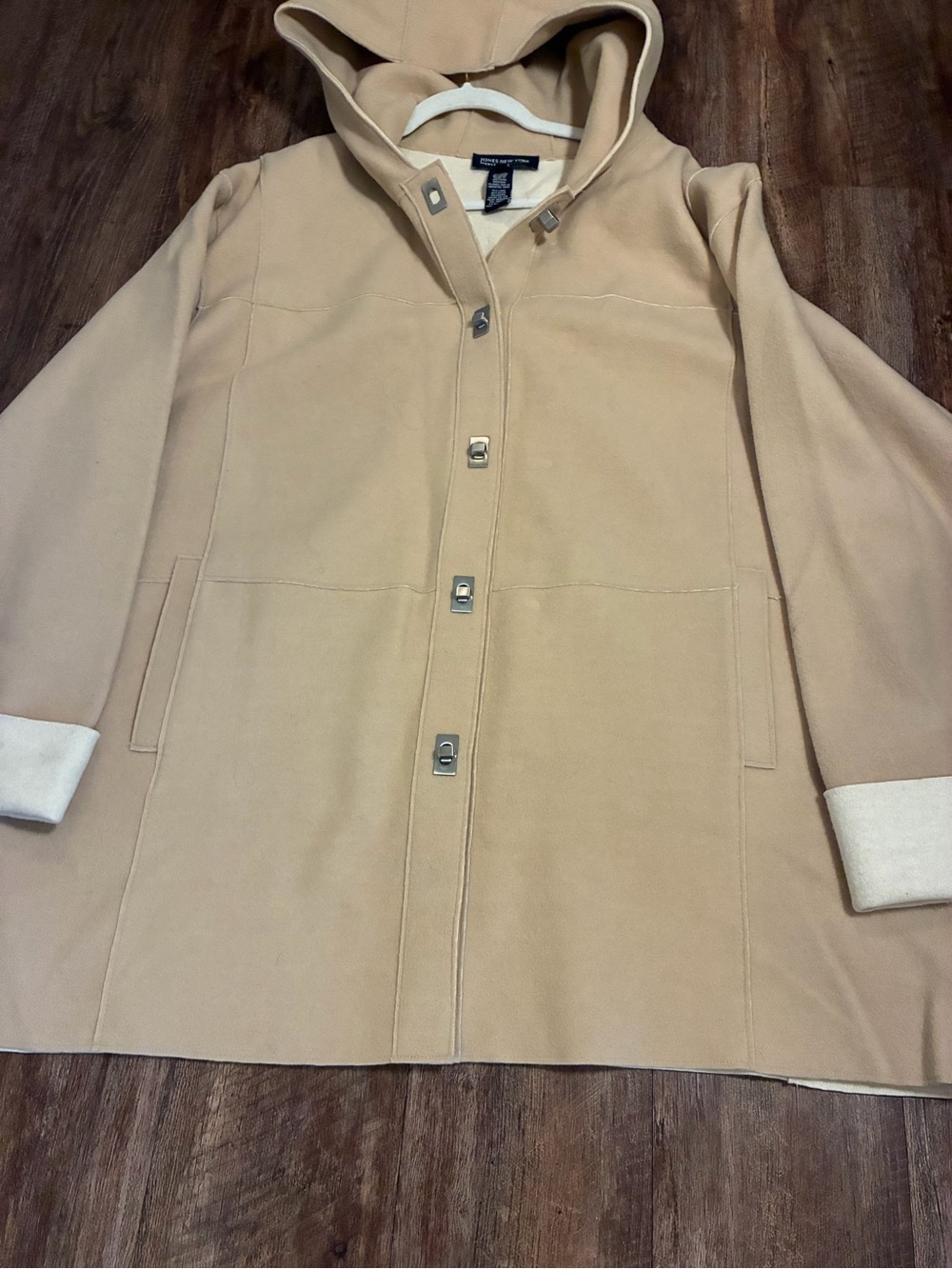Hooded Pea Coat in Beige - Stafford